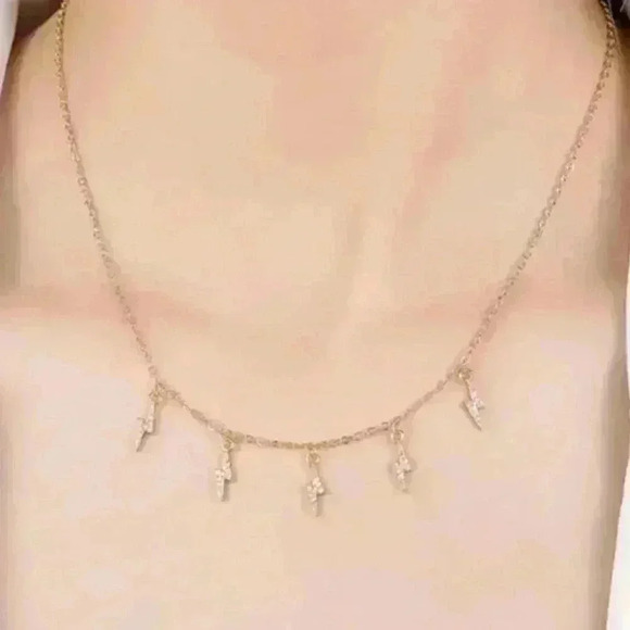 Modest Lu Jewelry - COPY - Gold Crystal Lightning Bolt Charm Chain Necklace